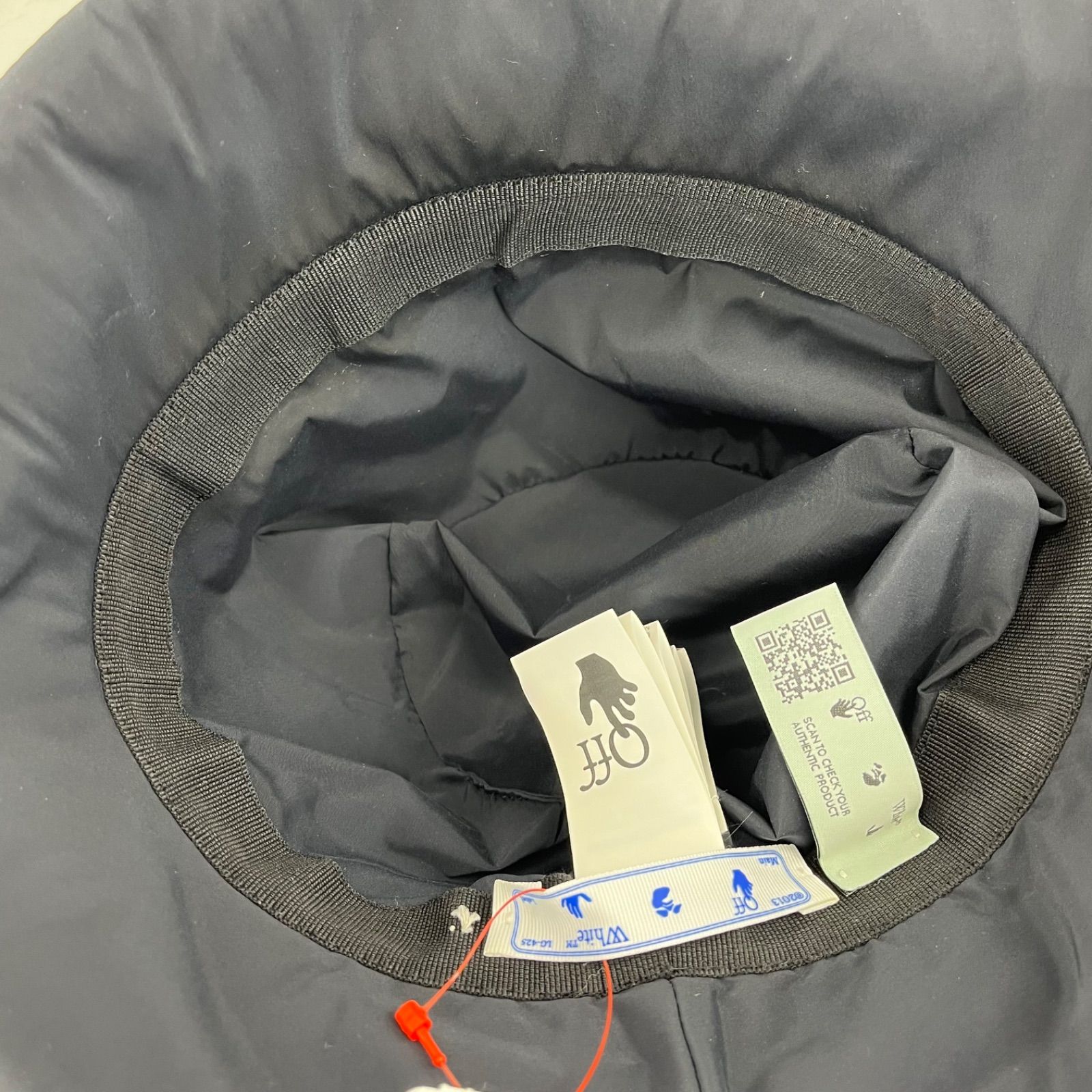 美品 オフホワイト off-white ブラック ロゴ バケットハット