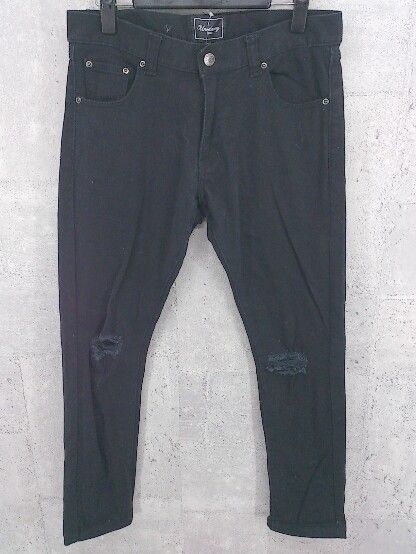 Unrelaxing アンリラクシング ダメージ スキニー パンツ Ｓ ブラック メンズ 【中古】 【1002799461429】