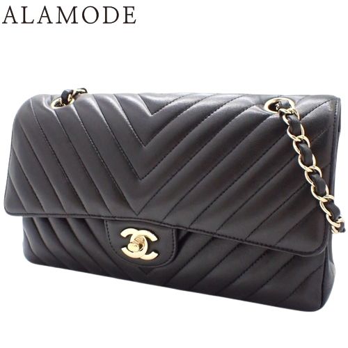 シャネル チェーンバッグ シェブロン Vステッチ ココマーク Wフラップ