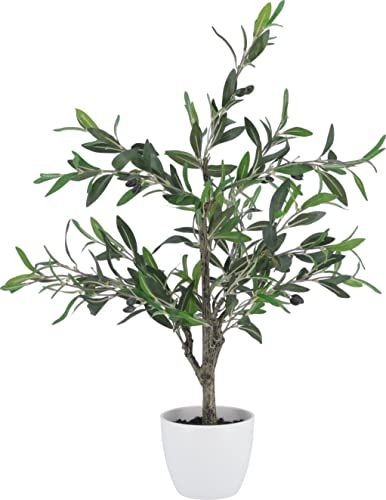 不二貿易 フェイクグリーン インテリアグリーン 人工観葉植物 幅40×奥行40×高さ82 オリーブ 室内 鉢付き 大型 52689