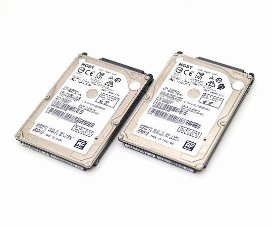 【2本セット】HGST HTS541010A9E680 1TB/2.5インチ/9mm厚/SATA HDD Crystal Disk Infoにて正常動作確認済み 中古