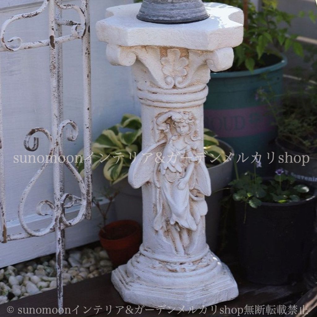 ガーデンインテリア シャビー加工 ガーデニング お洒落 ローマ風 インテリア 妖精 ガーデン 雑貨 白 彫刻 庭の装飾 おしゃれ プランタースタンド ガーデン シャビーシック 8-14 ヴィンテージ調 ガーデン雑貨 ホワイト 庭