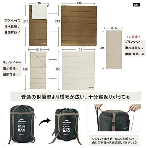 ブラウン（210x180cm） Naturehike シュラフ 寝袋 封筒型 -513℃ 暖かい