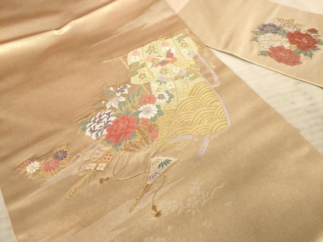 平和屋着物●西陣　川島織物　九寸開き名古屋帯　花手毬　金銀糸　伊勢丹扱い　正絹　逸品　DAAS3615ps 平和屋着物○西陣 川島織物 九寸開き名古屋帯 花手毬 金銀糸