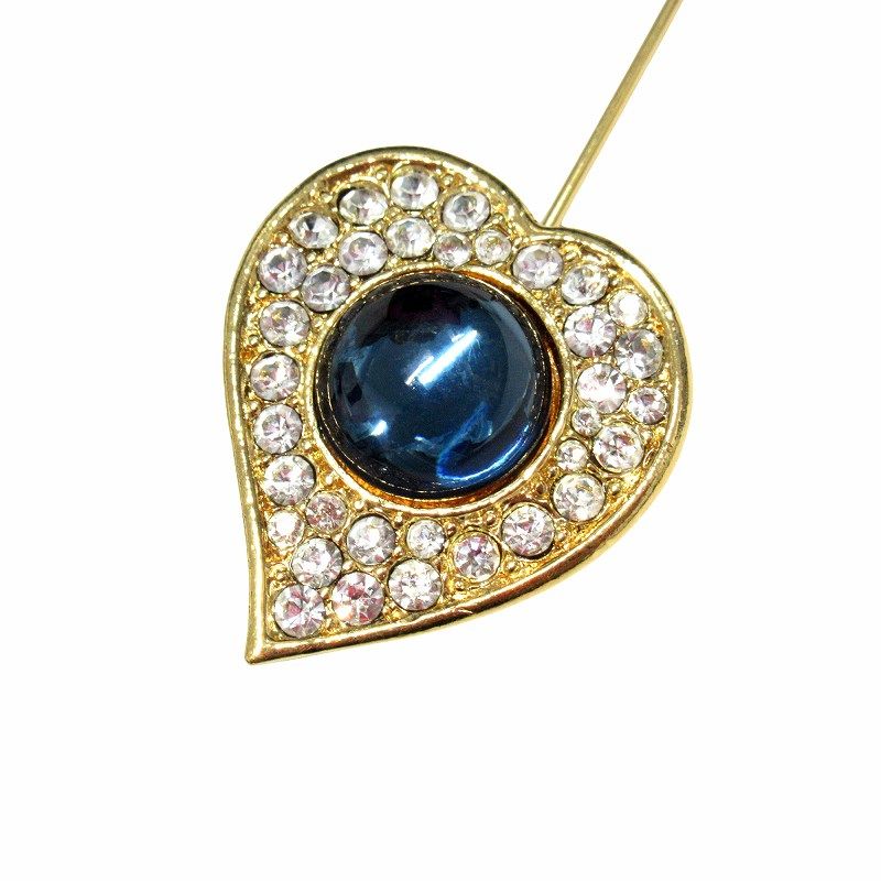 イブサンローラン ブローチ カラーストーン ハート ヴィンテージ