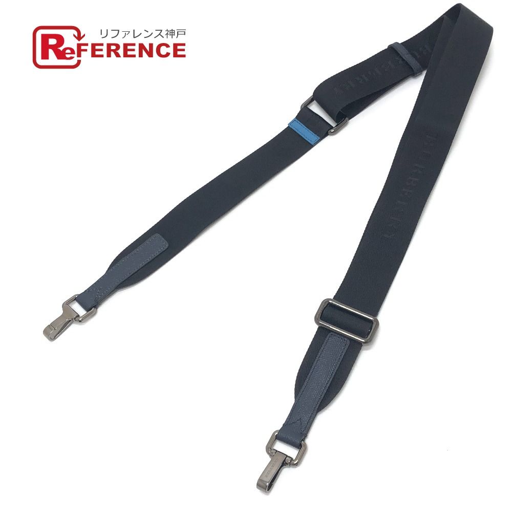 BURBERRY バーバリー ショルダーストラップ ロゴ レザー キャンバス ネイビー