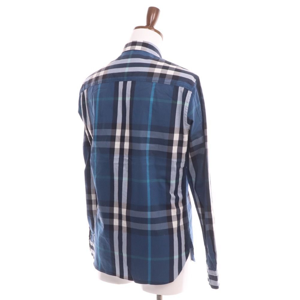 □ バーバリー シャツ 長袖 トップス チェック メンズ M ブルー 楽天