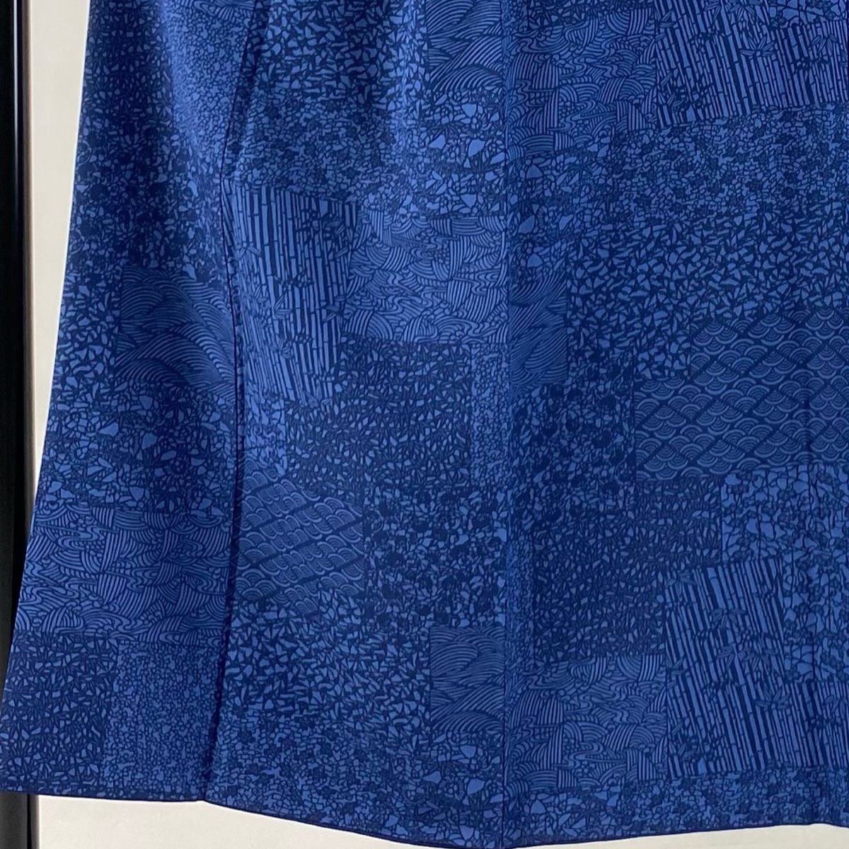 小紋 身丈152cm 裄丈60cm S 袷 落款 花鳥 流水 藍色 正絹 秀品