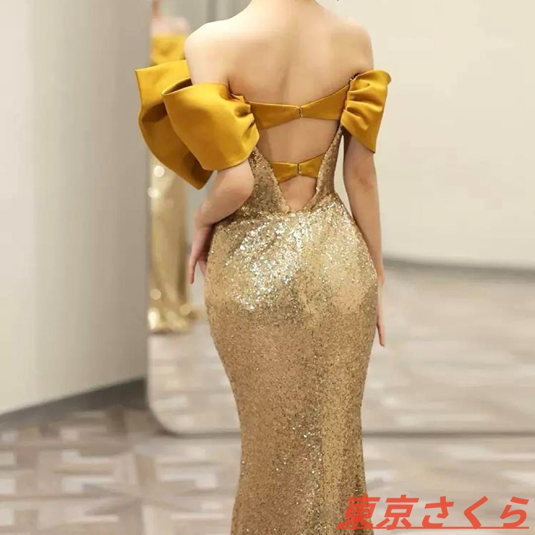 大きなリボンが可愛いマーメイドイブニングドレス♩.• 新品大きなリボンが可愛いマーメイドイブニングドレス 大人