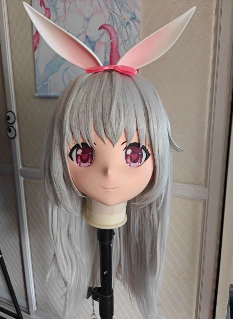 全頭マスク カツラ付き ロック付き NO.364 大きめ ドール ヘッドロリータ人形 コスプレ 変身 仮装 着ぐるみ kigurumi 二次元