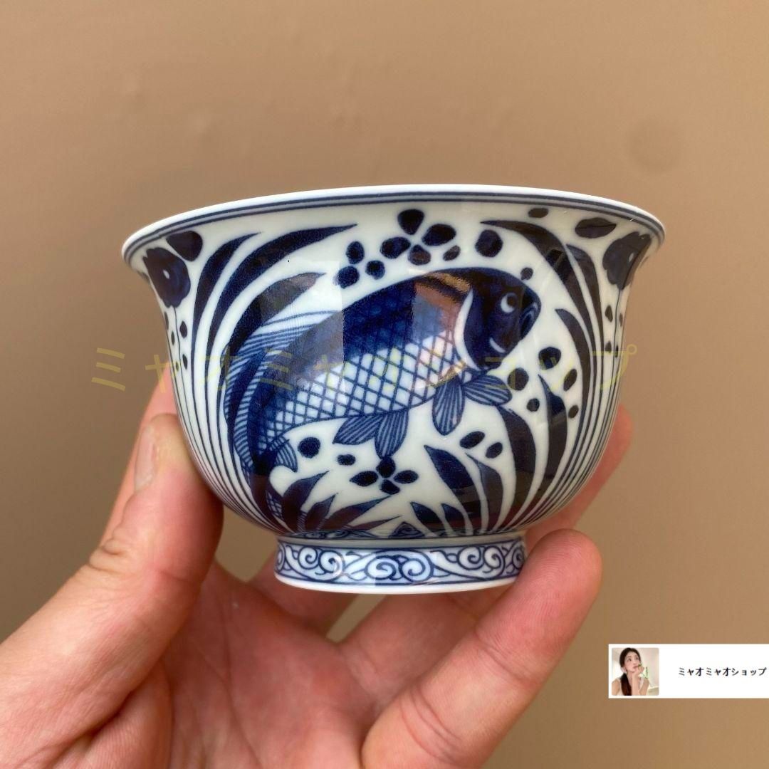 景徳鎮 元青花磁器魚藻紋懸停二才蓋碗 茶碗 煎茶器 - メルカリ