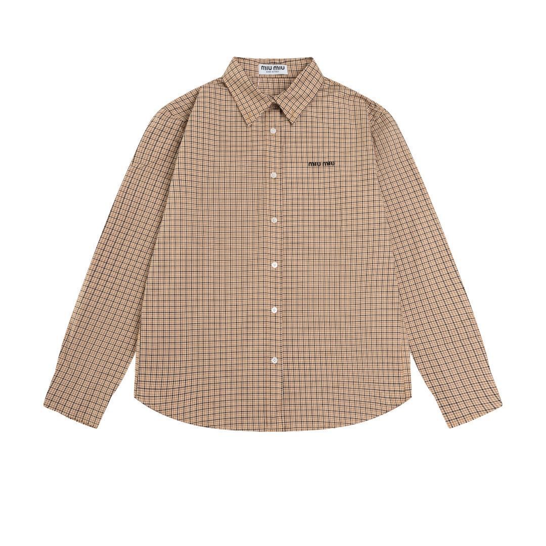 25ss miu miu チェックポロシャツ miu miu ミュウミュウ ネイビーポロシャツ 25ss - メルカリ