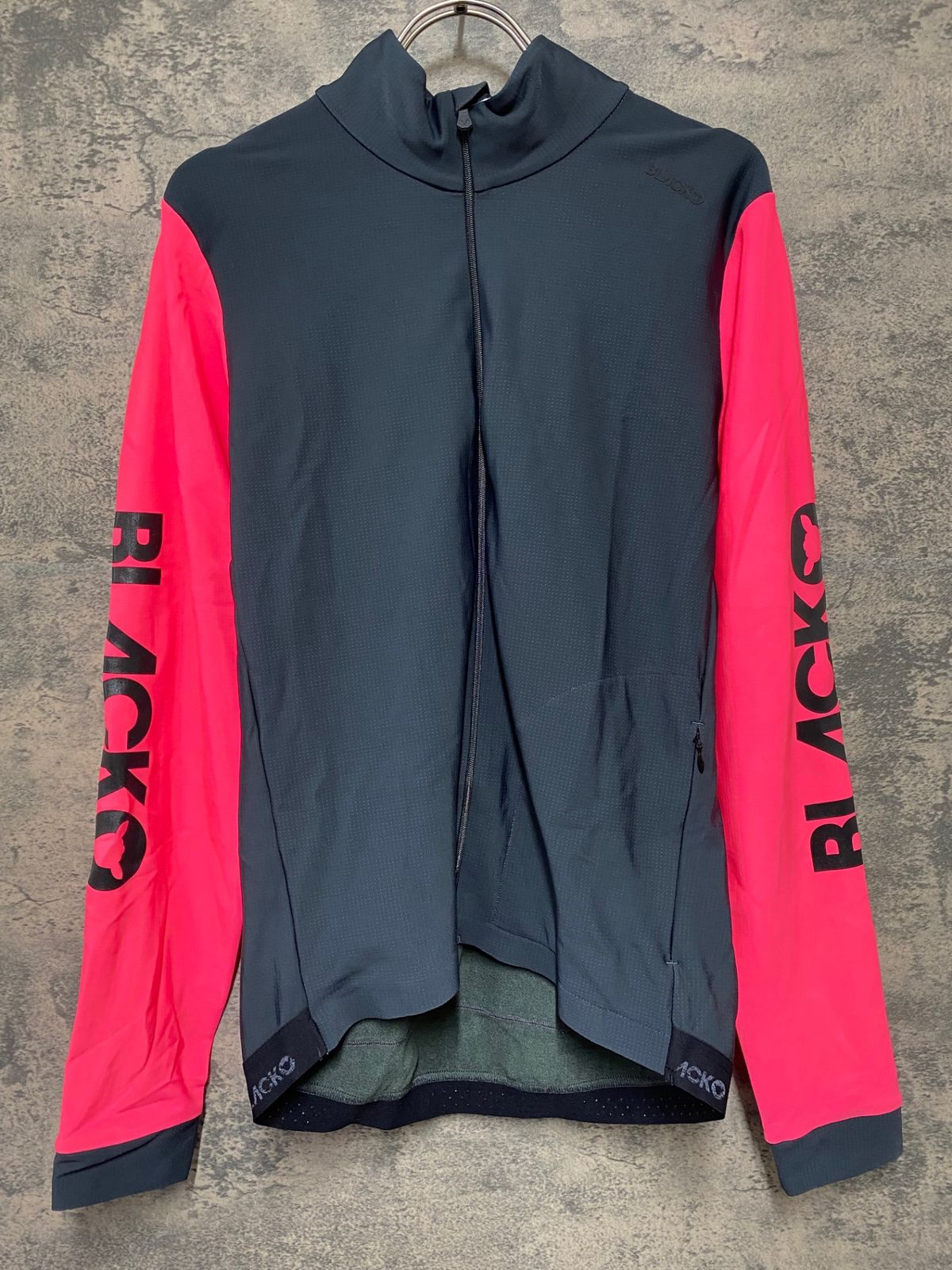 JM800 ブラックシープ BLACK SHEEP THERMAL JERSEY 長袖 サイクルジャージ グレー ピンク L 裏起毛