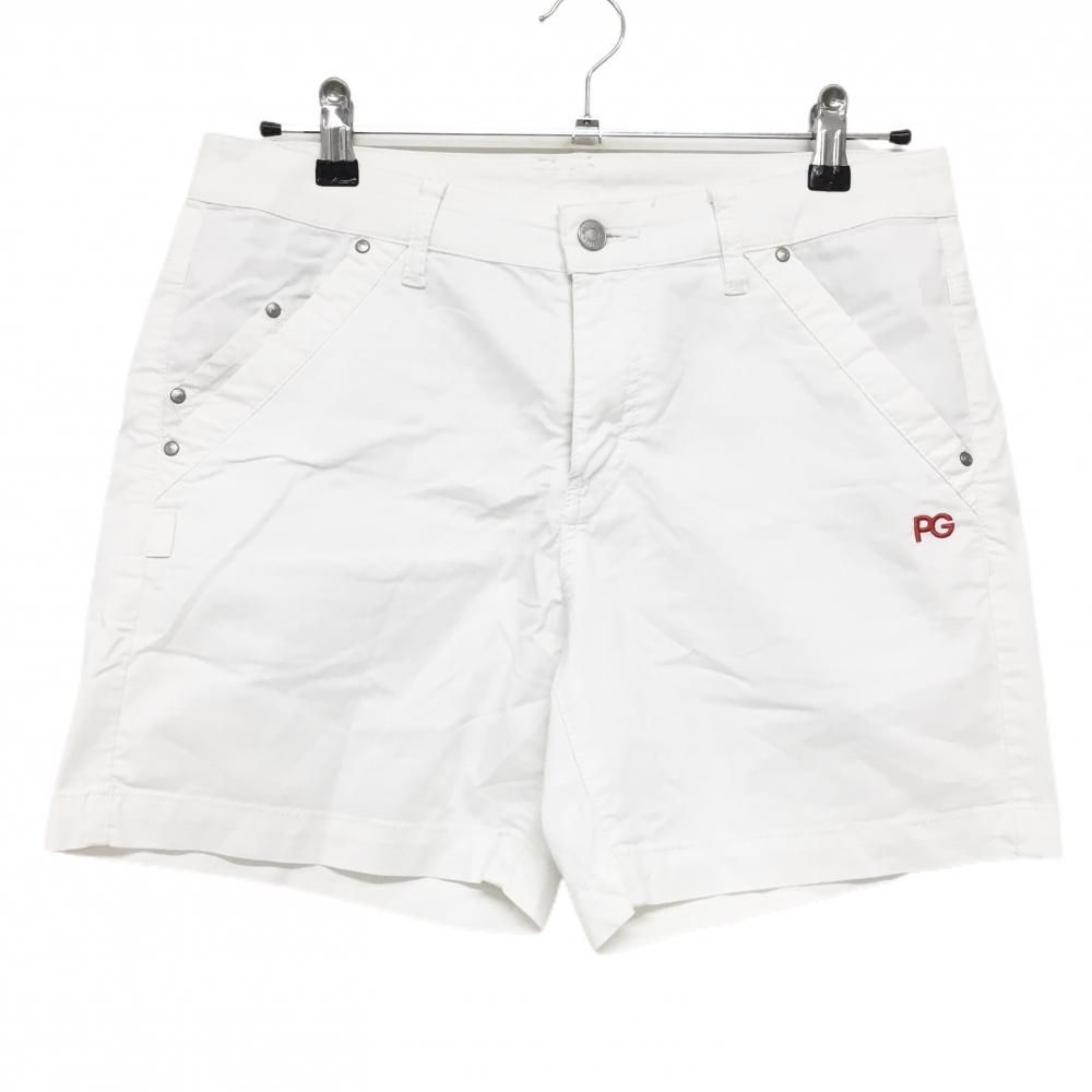 超美品】パーリーゲイツ ショートパンツ 白 ロゴレッド ニコ