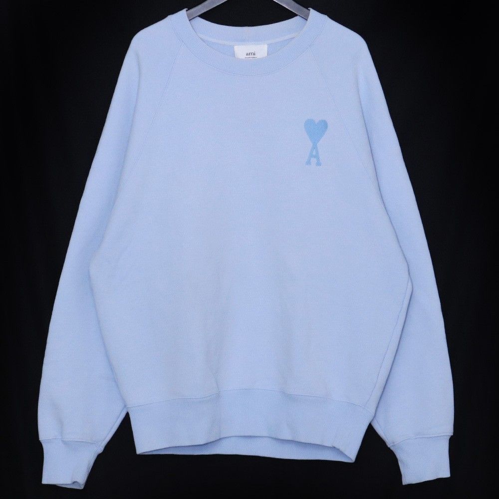 Ami Parisハート型ロゴ 長袖シャツ ブルー ami paris ブルー 水色
