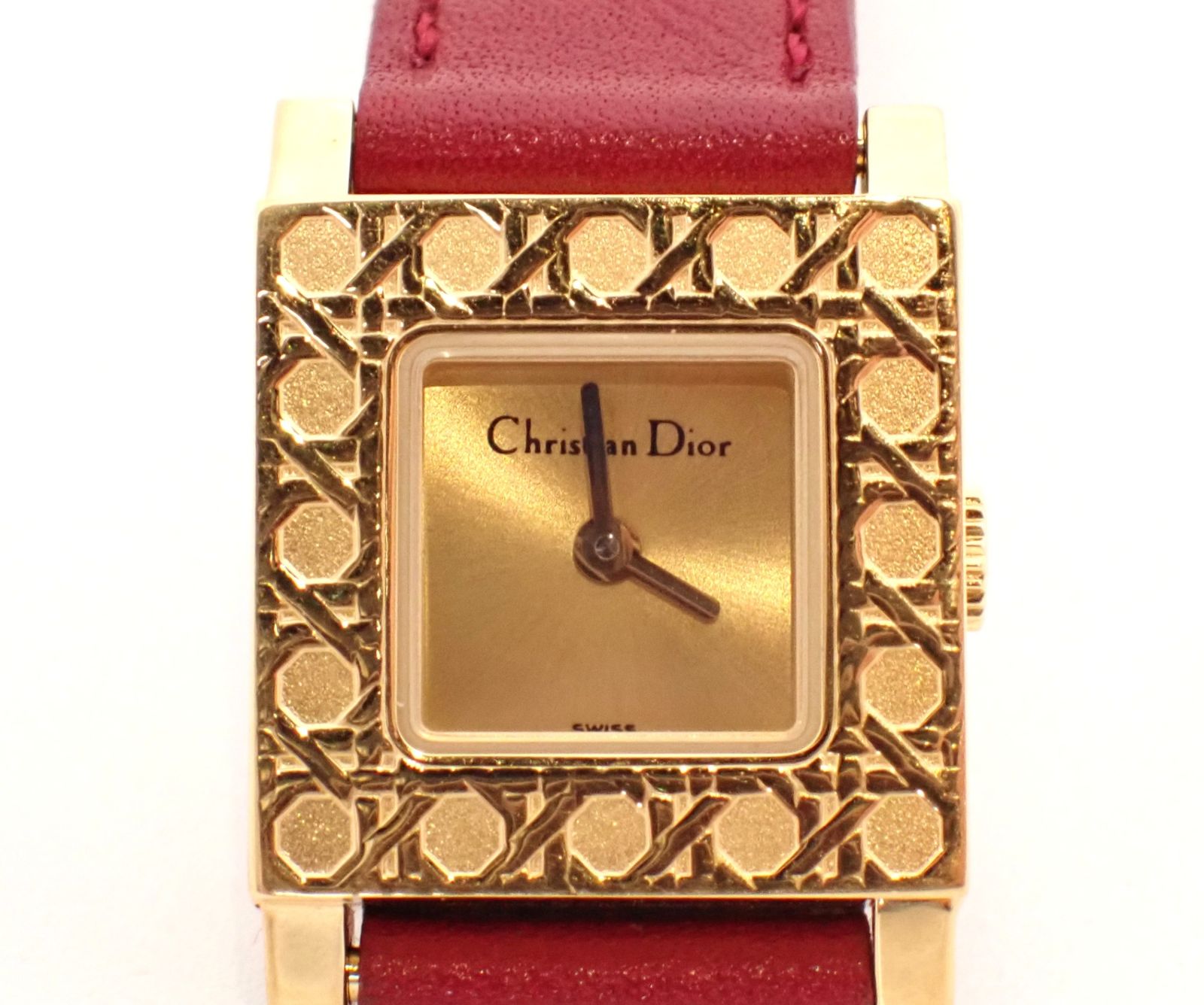 美品 Dior(ディオール) ラパリジェンヌ D60-159 GP/革 QZ ゴールド 