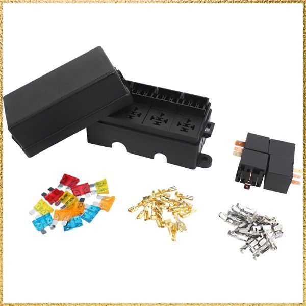 新品送料無料 Dovhmoh 12ウェイブレードヒューズホルダーボックス スペードターミナルとヒューズ付き 4ピース 4ピン12V 80A リレー 車のトラックのトレーラーおよびボート用