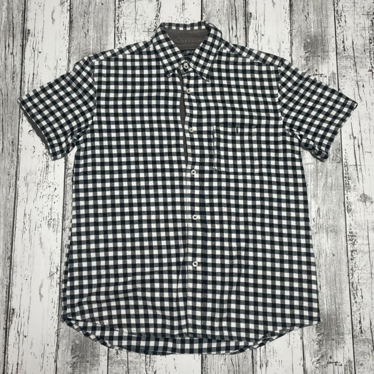 STUSSY ステューシー チェック 柄 シャツ 黒・白 半袖 M トップス 夏服 