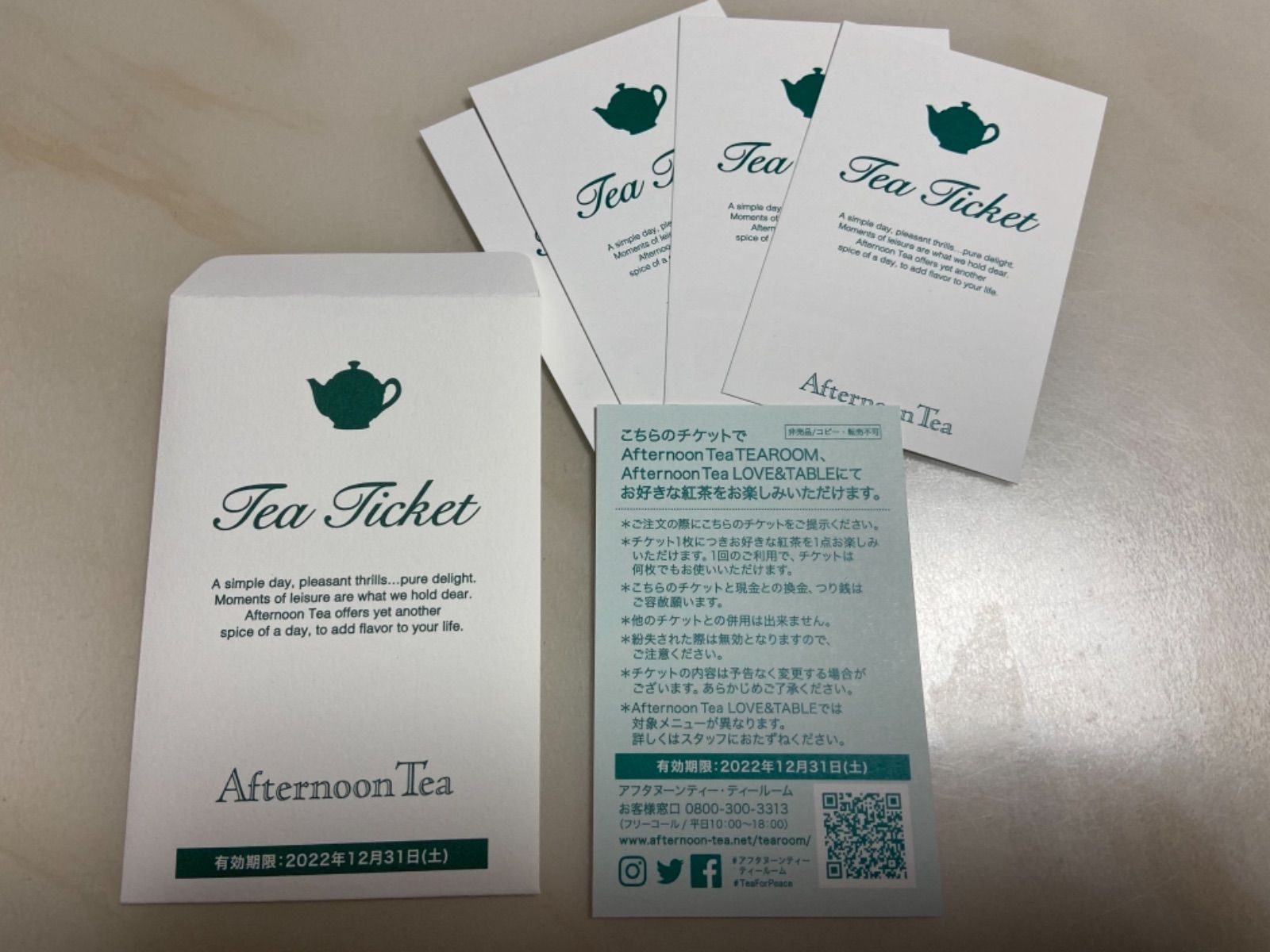 2021年新作入荷 Afternoon Tea ティールーム 福袋 ティーチケット５枚