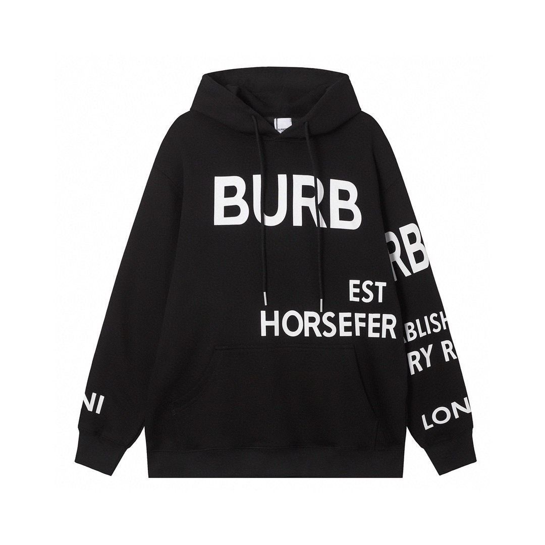 新品☆Burberry Horseferry Print Oversized Cotton Drawstring Hoodie Black   M