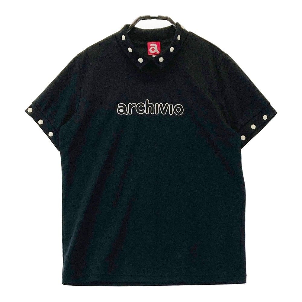 サイズ：38 ARCHIVIO アルチビオ 襟付き 半袖Tシャツ ブラック系