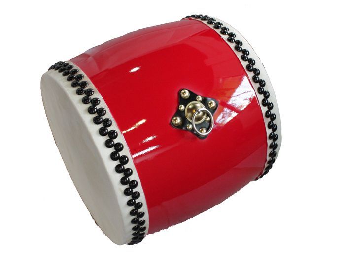 エイサー子供用太鼓 小サイズ赤い和太鼓 黒いビーズ装飾付き 子供用