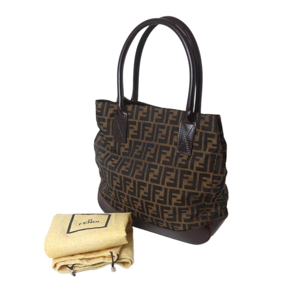 FENDI/フェンディ トートバッグ ズッカ柄 ベージュ×ブラウン