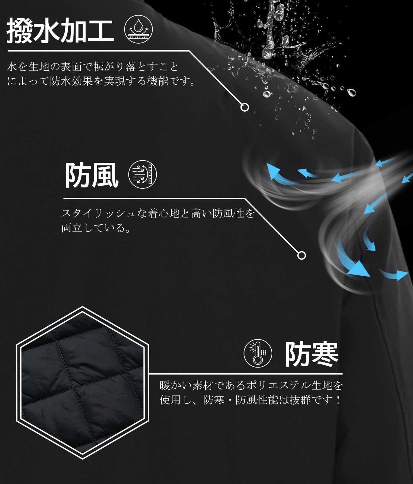 TACVASEN] ジャケット メンズ 冬 バイクジャケット 作業着 防寒  