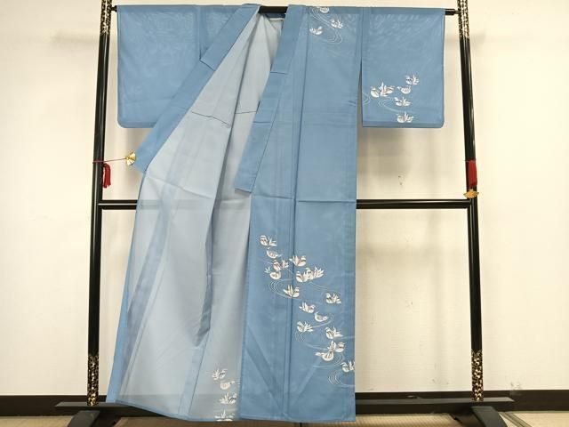 平和屋着物▽男性 訪問着 単衣 飛鶴文 金彩 洗える着物 AAAS1526oa 