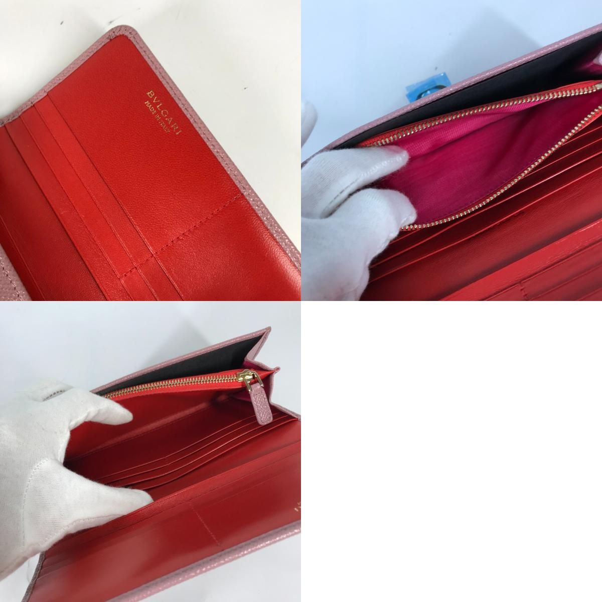 BVLGARI ブルガリ 長財布 ロゴクリップ レザー ピンク - メルカリ