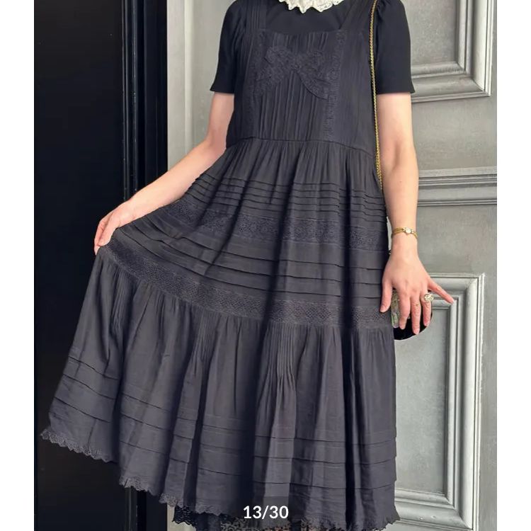新品】yukiemon ユキエモン リボンクレープジャンスカ（M）ブラック