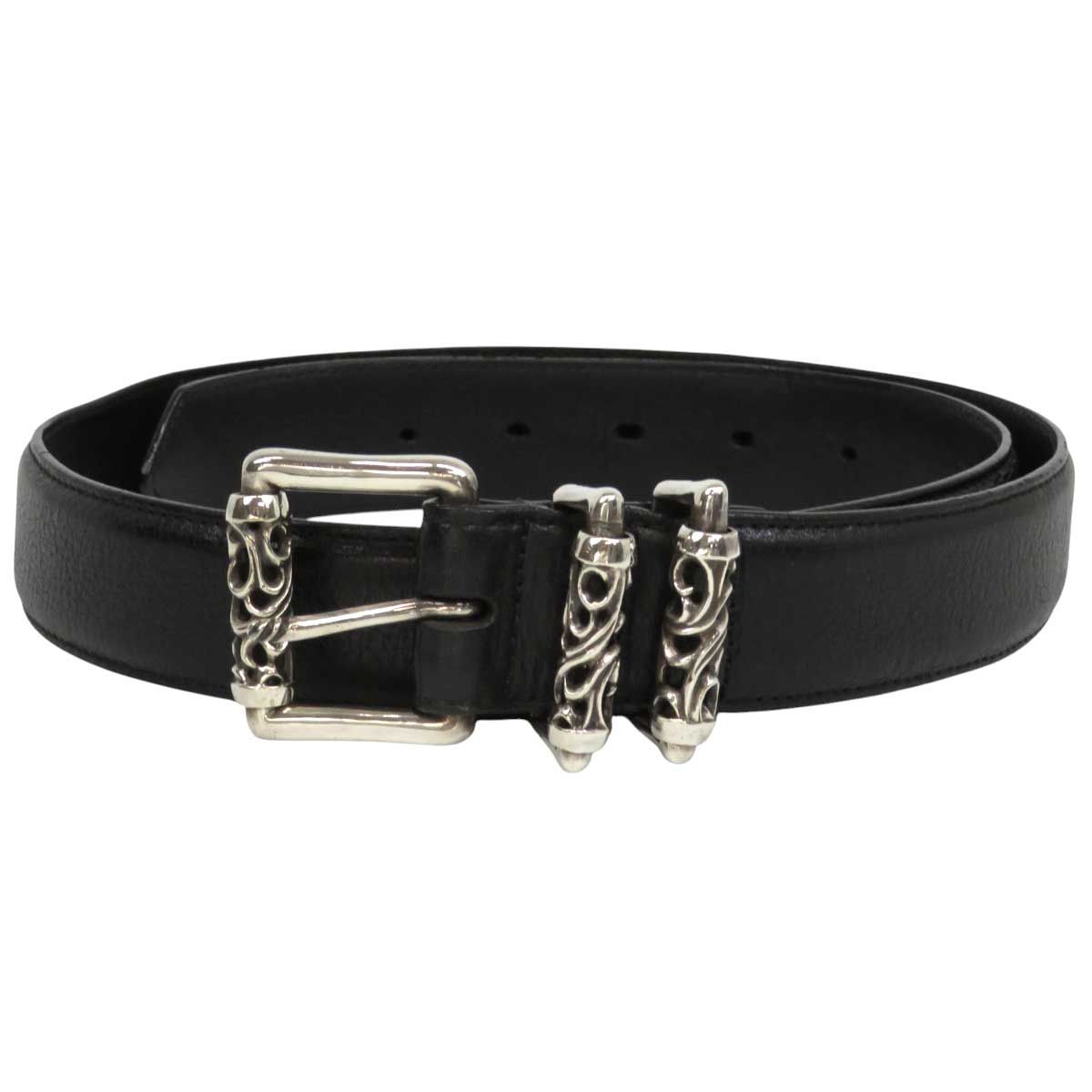 Chrome Hearts ブラックレザーローラーベルト - SRM – SHENGLI