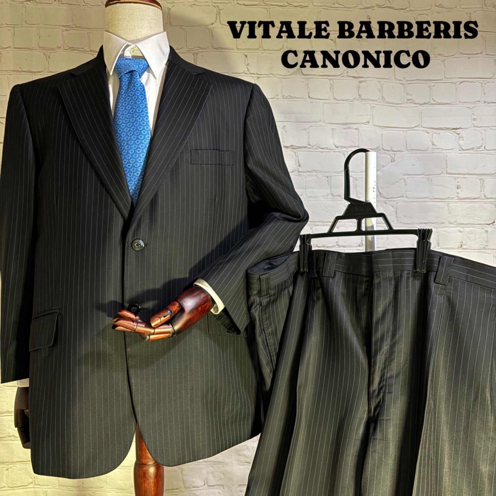 高級生地使用】VITALE BARBERIS CANONICO カノニコ イタリア製 光沢生地 スーツ セットアップ 大きいサイズ ストライプ  MS-10631 - メルカリ