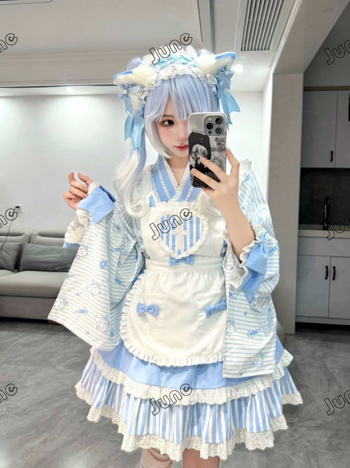 全 フリル サブカル ファッション ドレス 長袖 半袖 地雷系 水色界隈 天使界隈 ロリィタ 服 ロリータ 病みかわいい 痛 ジャージ425