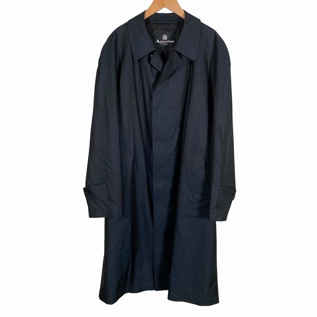 極美品✨】 Aquascutum ステンカラーコート シルク混 ネイビー 38