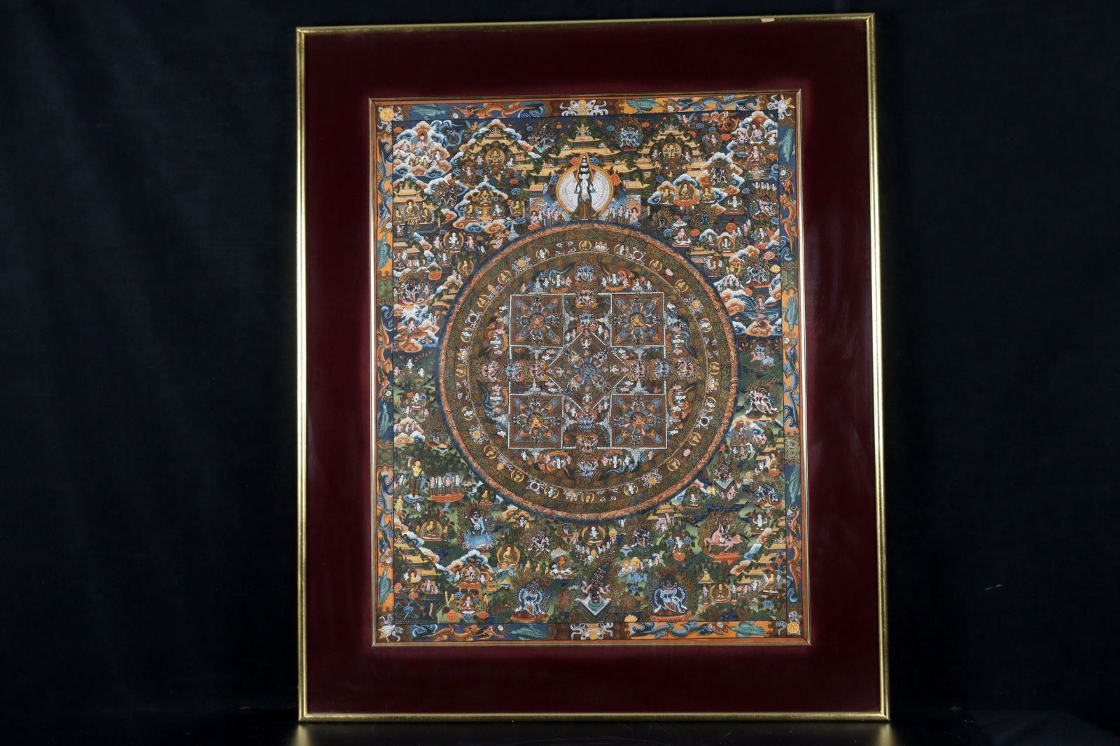 仏教美術 「曼陀羅」 肉筆画20号 仏画 古画 極細密 タンカ 中国