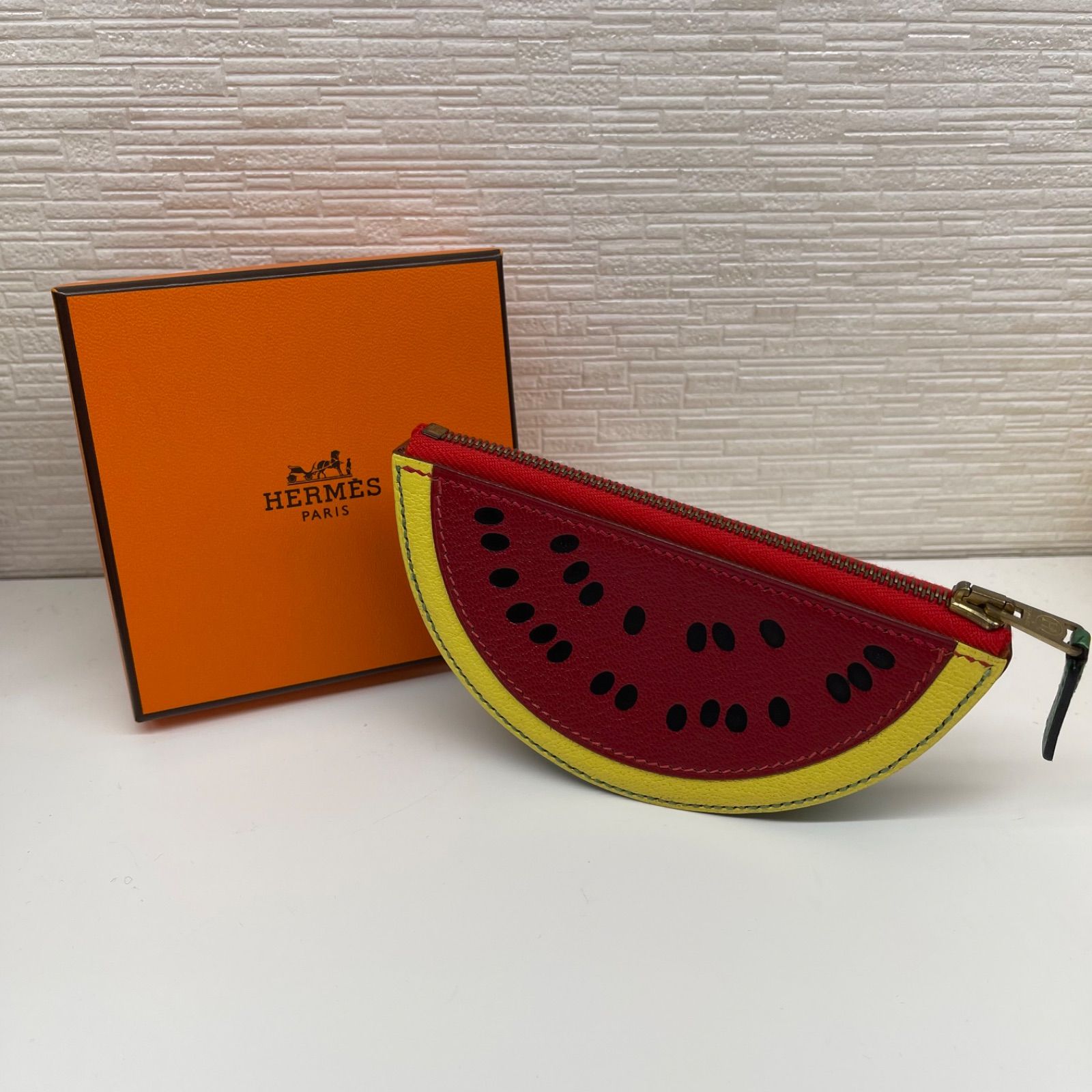 美品】HERMES エルメス フルーツコインケース スイカ シェーブル ...