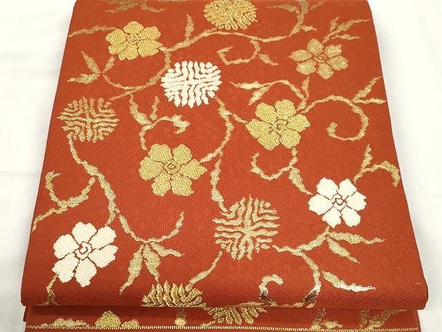 平和屋着物○六通柄 本袋帯 笹つる錦文 純金箔織 正絹 逸品 CAAY9252yk