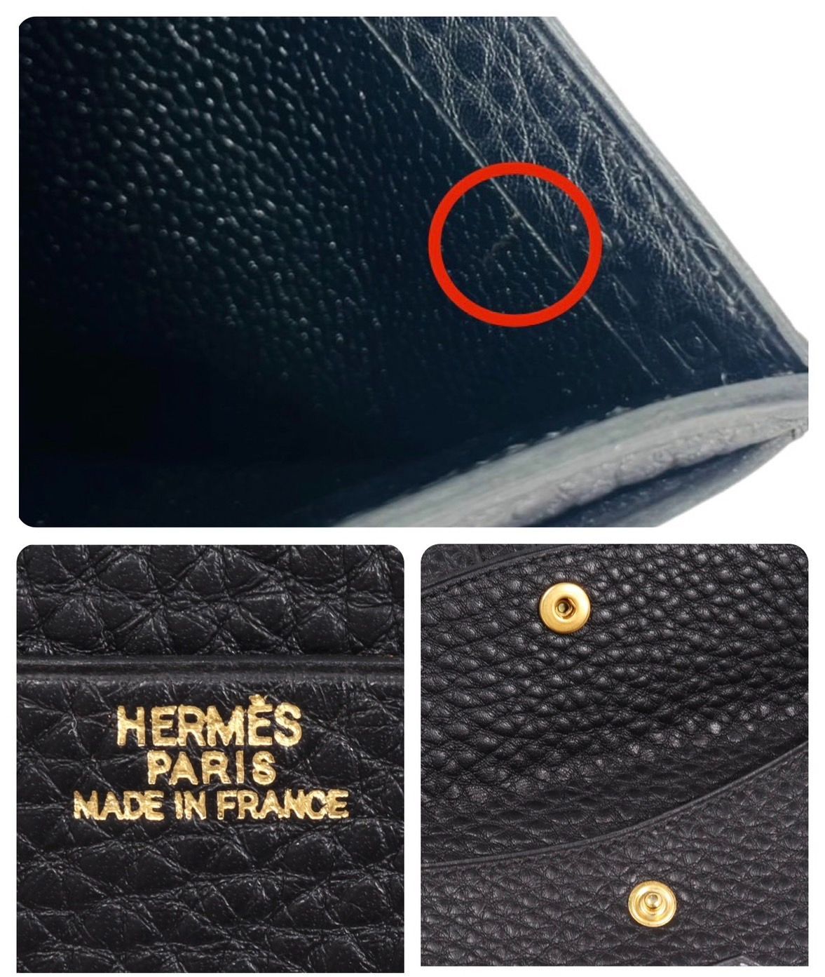 HERMES エルメス ジュラ2 ニつ折り財布 コンパクト 財布 トゴ レザー ブラック 黒 ゴールド金具 □D刻印