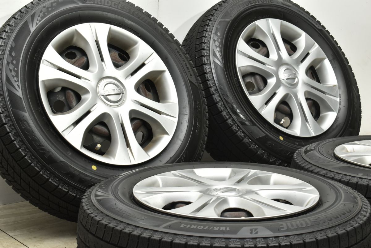 バリ溝‼️ブリヂストンスタッドレスセット2021年製185/70R14ノート等 スタッドレス ホイール セット 日産 ノート 185 70 14 4本セット バリ