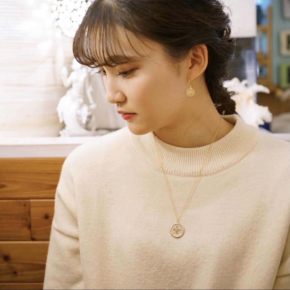 アンティークコインの14kgfロングネックレス ete agete nojess
