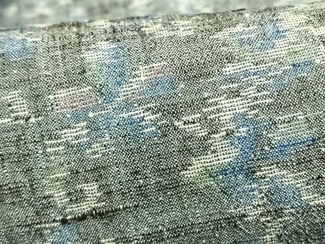 平和屋着物▽上質な紬　単衣　ちぢみ織　草花文　正絹　逸品　未使用　AAAV2779fy 平和屋着物▽上質な紬 単衣 ちぢみ織 草花文 正絹 逸品 未使用