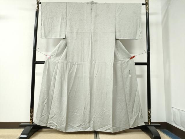 平和屋着物 本加賀友禅作家 柿本市郎監修 色無地 松竹梅花地紋 白鼠色 正絹 CAAW8245yc