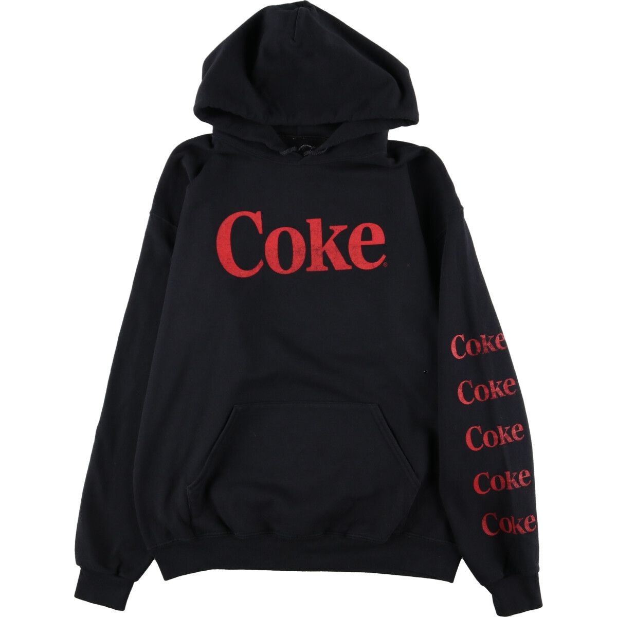 古着 COCA-COLA コカコーラ 袖プリント スウェットプルオーバーパーカー メンズXL/eaa366156