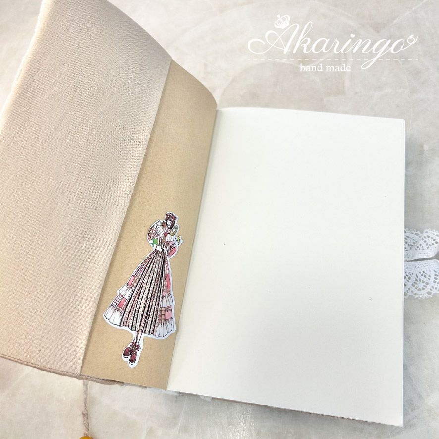 ハンドメイド タティングレースの薔薇 文庫本サイズ（A6）ノート