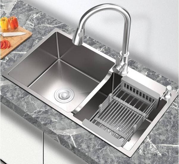 実用品 キッチン用品 ステンレス製流し台 台所 2槽シンク 食器洗いシンク 野菜シンク 肥厚大容量 便利 75*41*22cm