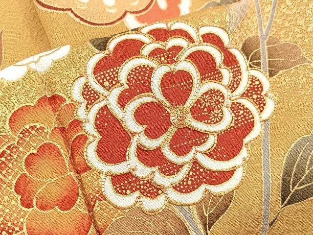 平和屋着物□豪華振袖 駒刺繍 花蝶文 金彩 正絹 逸品 AAAV5107mf