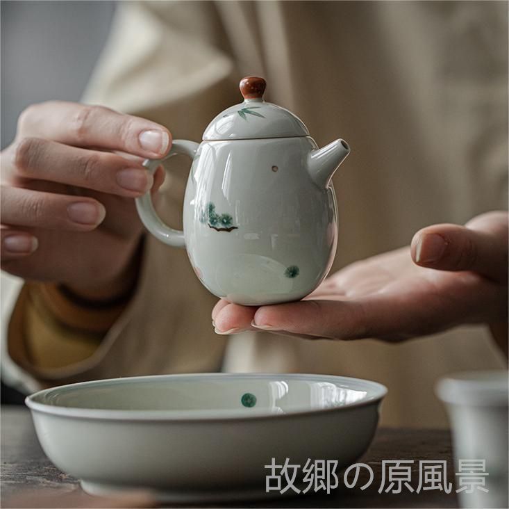 陶磁 手作り レトロ茶壷 ティーポット 手描き 茶壺 ポット カンフー 