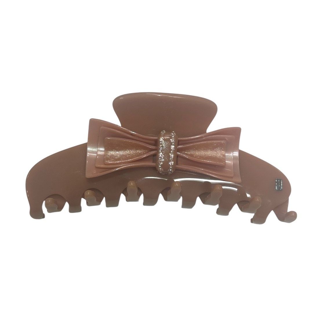 Alexandre De Paris ヘアクリップ リボン ラインストーン アレクサンドルドゥパリ ヘアクリップ くすみピンク リボン