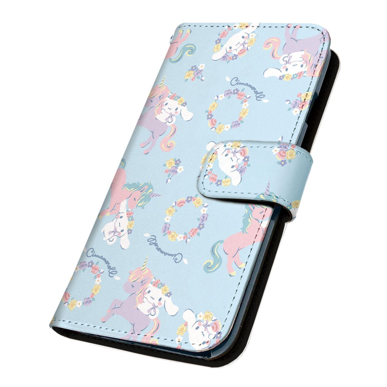 サンリオ 正規品 シナモロール Galaxy S24 SCG25 ケース 手帳型 スマホケース [デザイン:11.ユニコーンパターン(BL)/マグネットハンドあり] SANRIO シナモン
